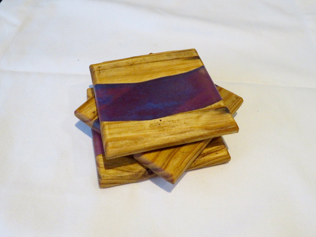 Coasters Blue & Red Resin | Elefari Woodcraft