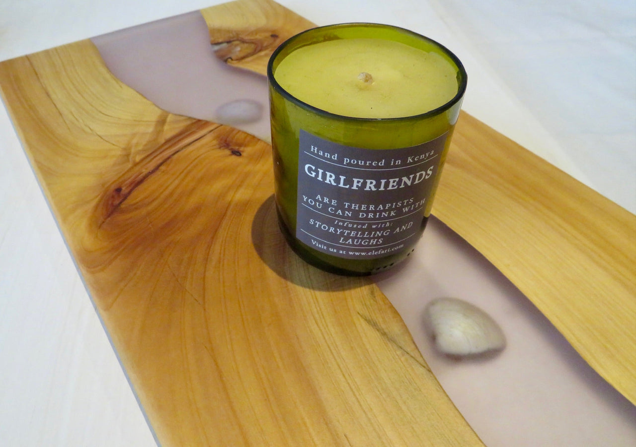 Resin River Charcuterie Board with Shells | Elefari Woodcraft