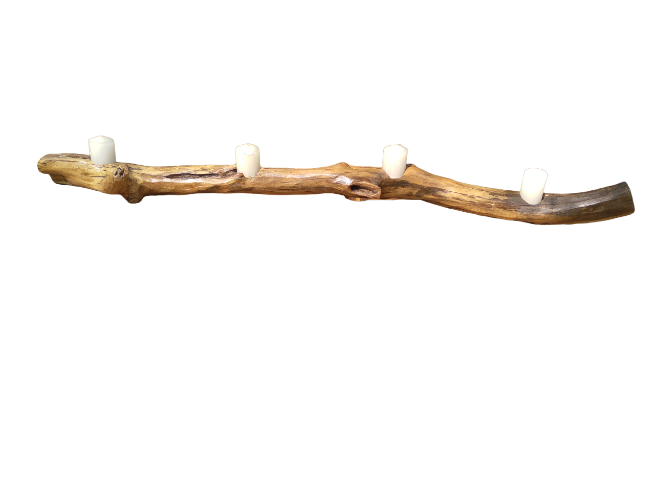 Long Natural Wood Candle Holder | Elefari Woodcraft