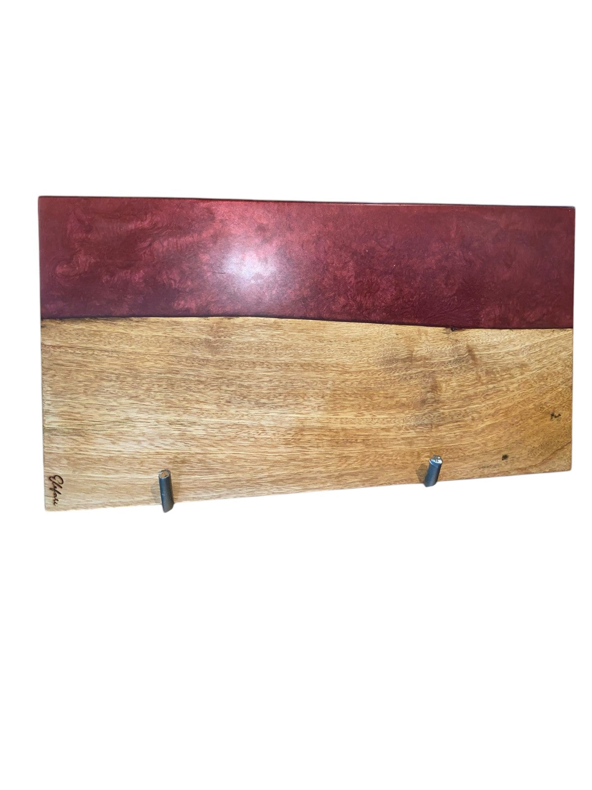 Burgundy Resin and wood Charcuterie board