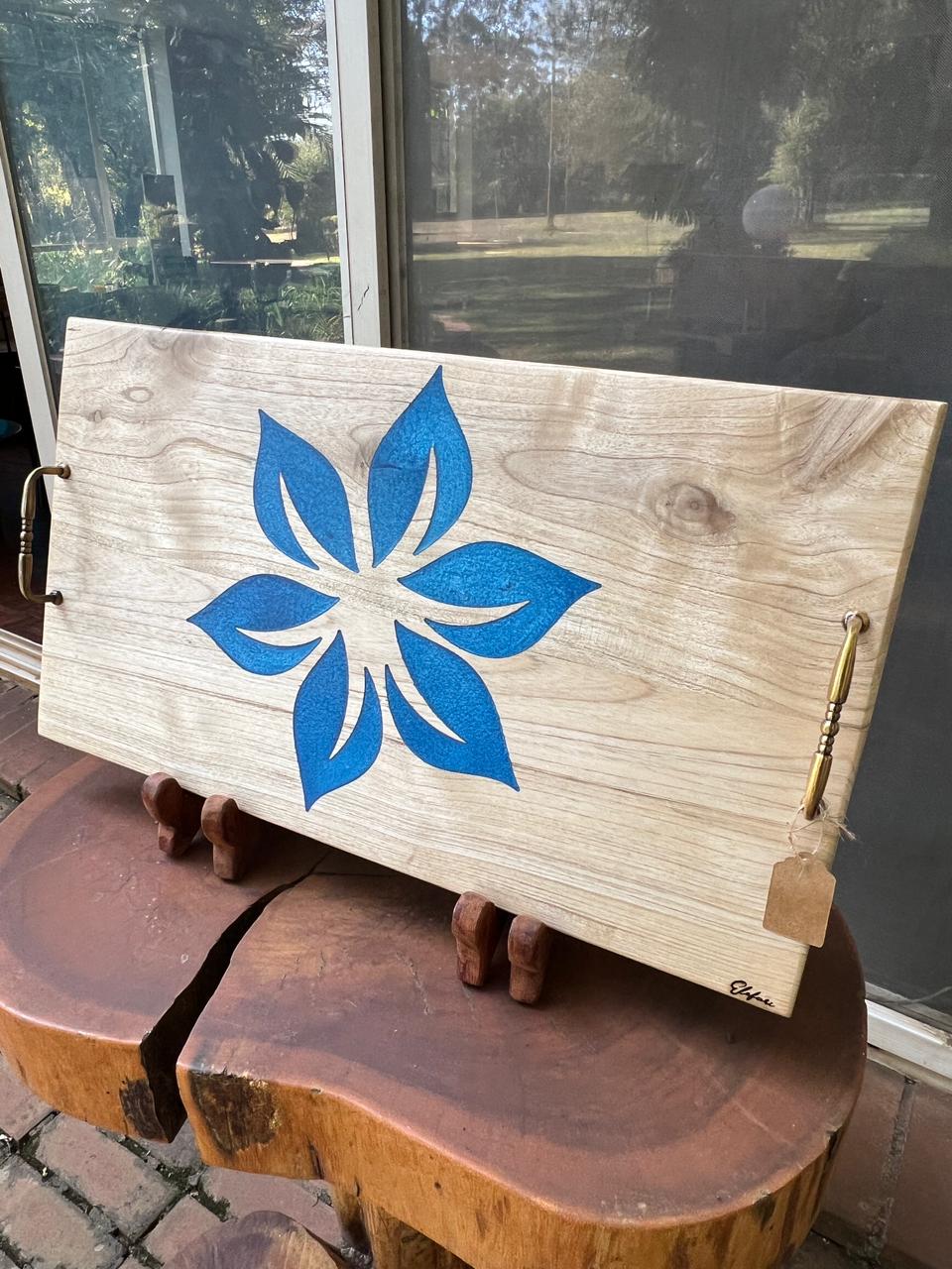 Blue Resin Inlay Tray | Elefari Woodcraft