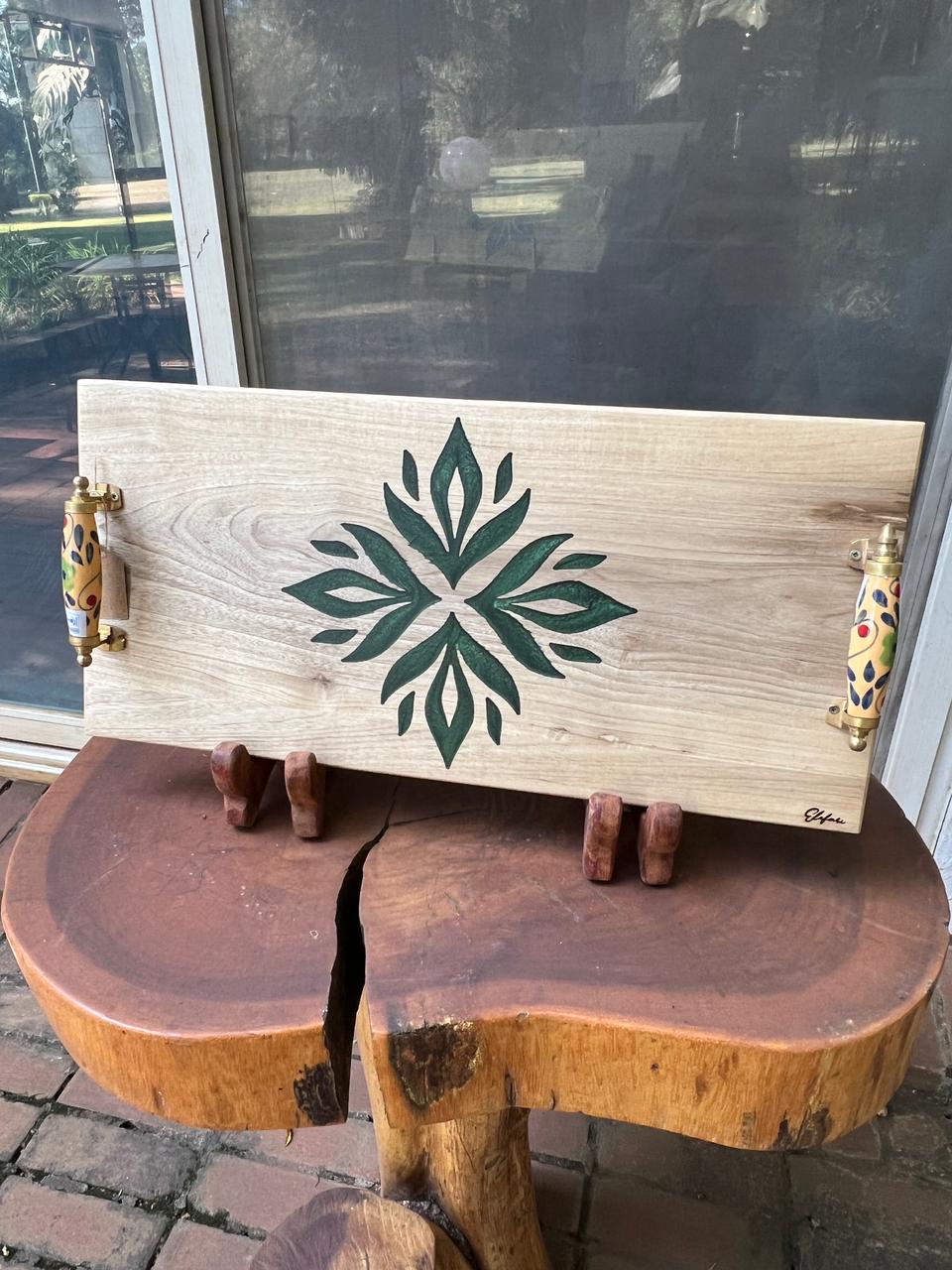 Green Resin Inlay Tray | Elefari Woodcraft