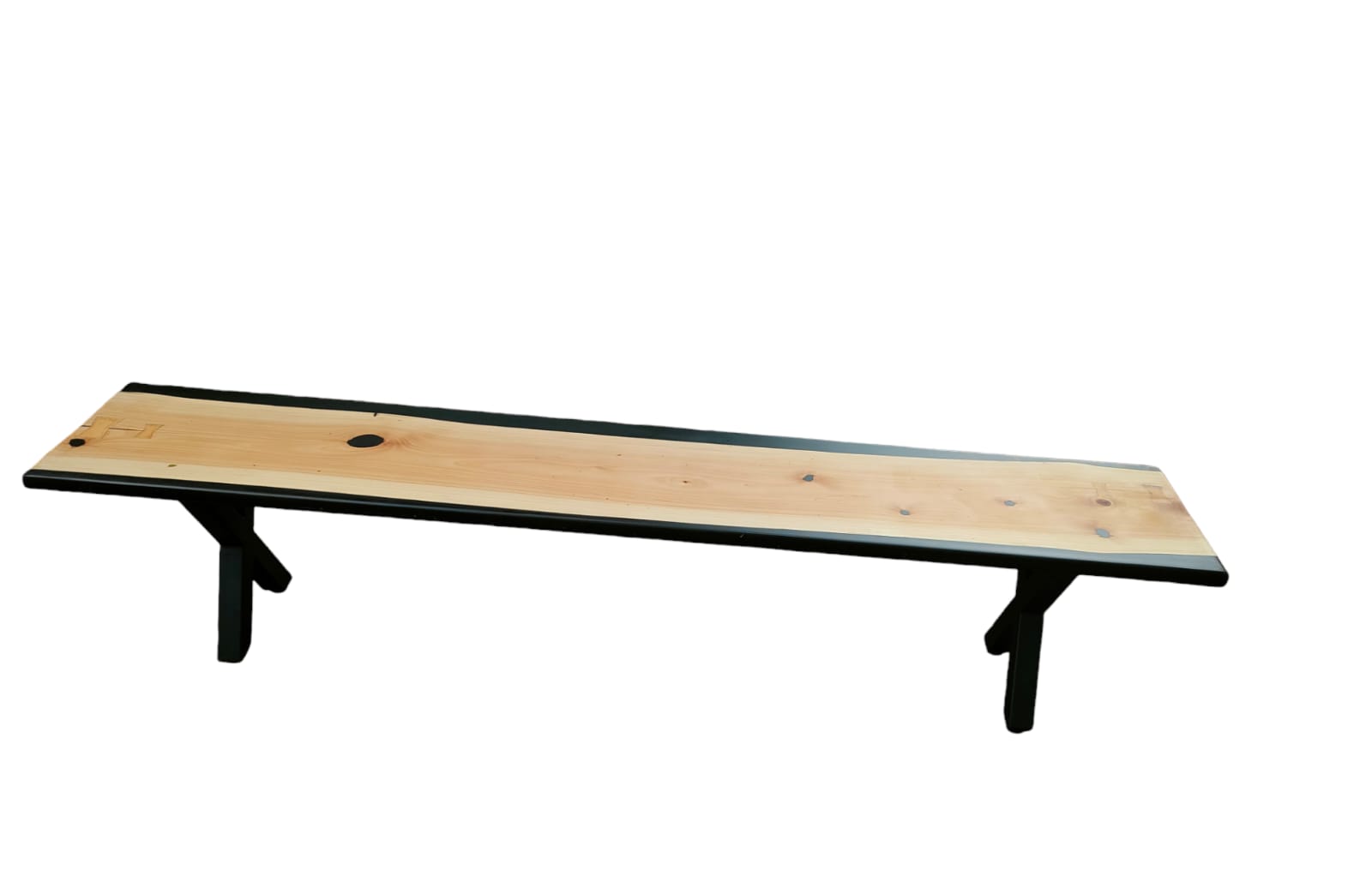 Cypress River  Black Dinning Table & Bench Set | Elefari Woodcraft