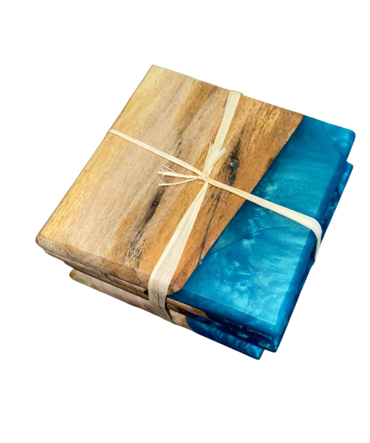 Blue Resin Coasters | Elefari Woodcraft