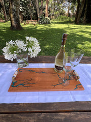 Mahogany Fractal Burn Resin Inlay Tray | Elefari Woodcraft