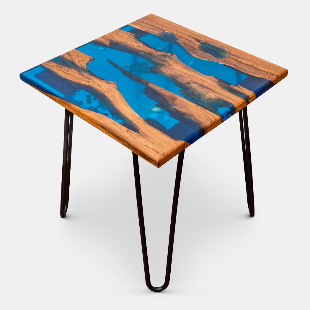 Ocean Flow Epoxy Side Table | Elefari Woodcraft