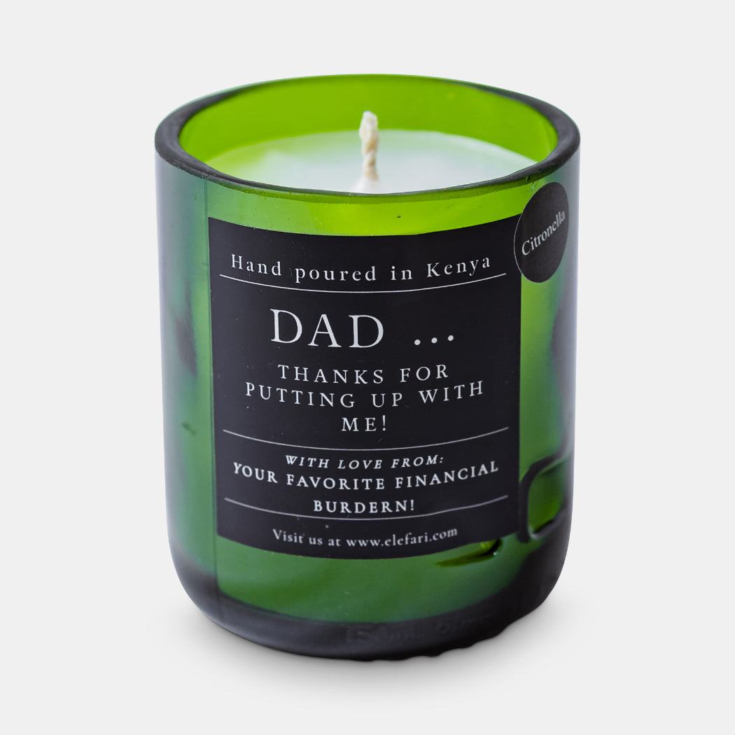 Dad, Thanks For Putting Up With Me Scented Candle | Elefari Woodcraft