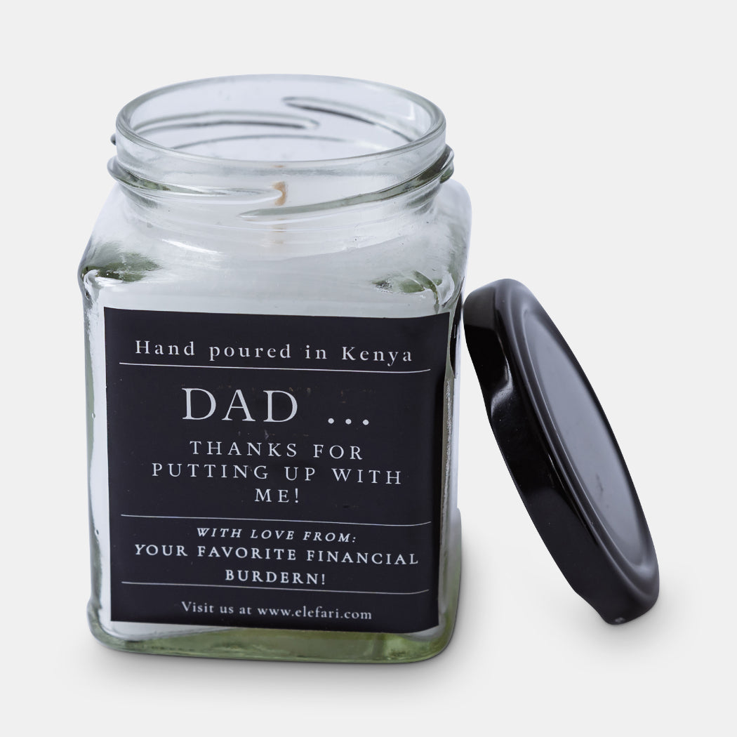 Dad, Thank You For Putting Up to Me Scented Candle | Elefari Woodcraft