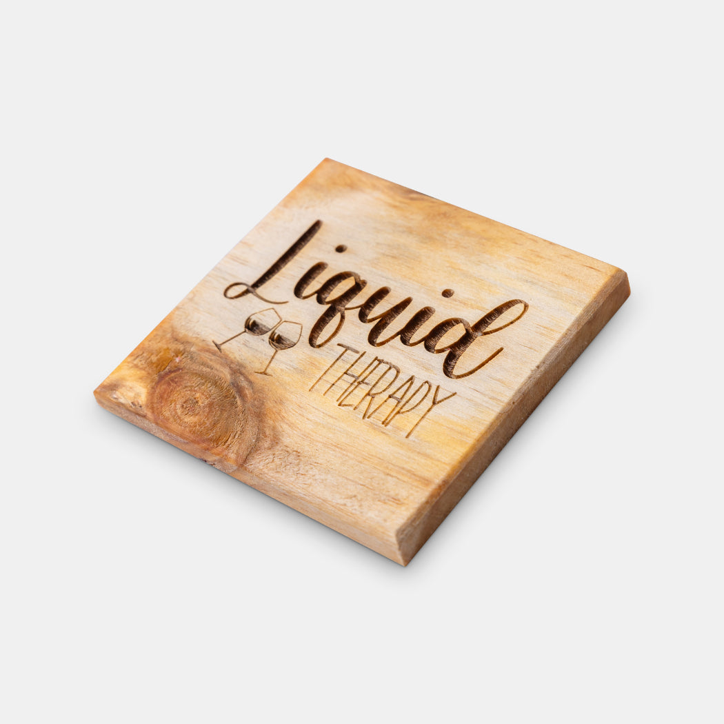 Liquid Therapy Engraved Wine Coasters | Elefari Woodcraft